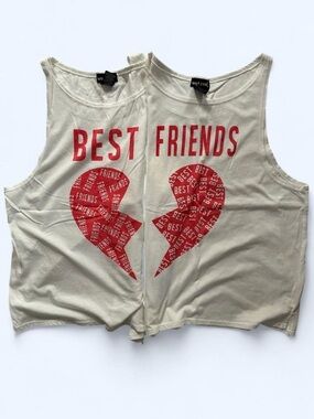 Wet Seal Best Friends Shirts Size Large Half Heart Matching Tank Top